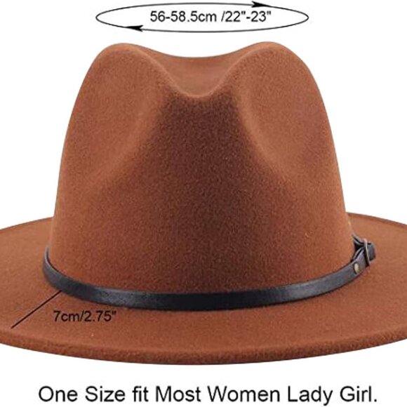 Women Wide Brim Floppy Panama Hat Wool Polyester Casual Outdoor - Picture 2 of 5